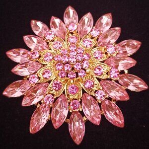 3" Pink Rhinestone Blingy Brooch